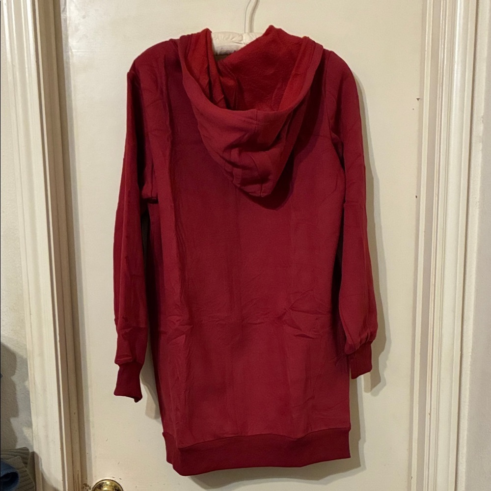 New Casual Red Longline Hoodie Full zip size Small - Picture 5 of 8